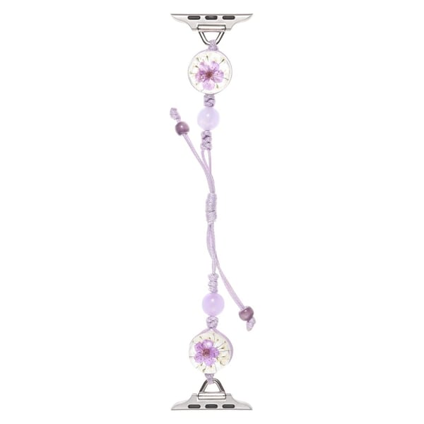 Klokkerem Apple Watch Series 10 46 mm krystallblomst glidende nylonarmbånd - Lilla