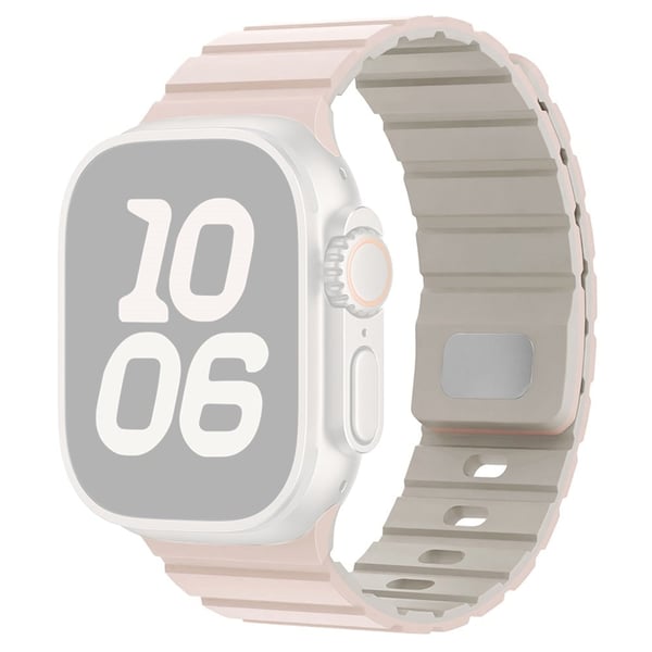 Silikonarmbånd Apple Watch Series 10 42 mm magnetisk hurtigutløserrem - Rosa + Stjernelys