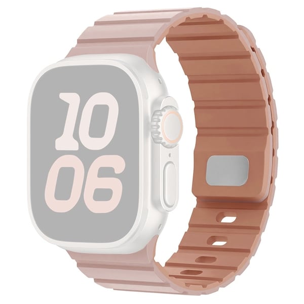 Apple Watch Series 10 46 mm magnetisk silikonbånd med hurtigutløserrem - Rosa / Grå