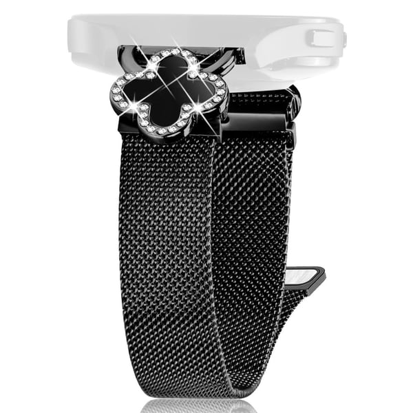 Huami Amazfit GTR Mini Milanese Band rustfritt stål klokkerem kløverdekor, str: S - Svart / Svart Skall