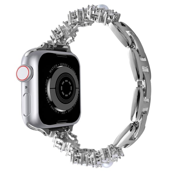 Armbånd Apple Watch Series 10 42 mm metallarmbånd med glitrende perler - Sølv