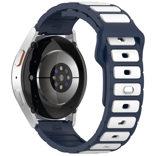 Samsung Galaxy Watch7 / FE / 6 / 5 / Huawei Watch GT 3 / 2 42mm silikone rem Dual Color Wrist Watch Band - Midnatsblå / Hvid Samsung Galaxy Watch7 / FE / 6 / 5 / Huawei Watch GT 3 / 2 42mm silikone rem Dual Color Wrist Watch Band - Midnatsblå / Hvid