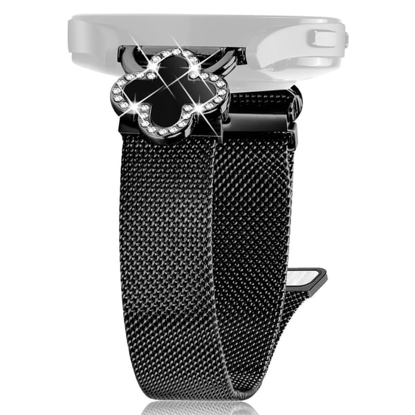 Garmin Instinct 2S Milanese Band Clover Decor Electroplated Stainless Steel Strap, str: L - Svart / Svart