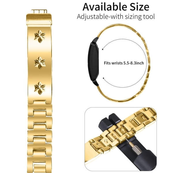 Fitbit Inspire / Inspire HR udskiftningsrem Metal urrem Snefnugmønster - Guld