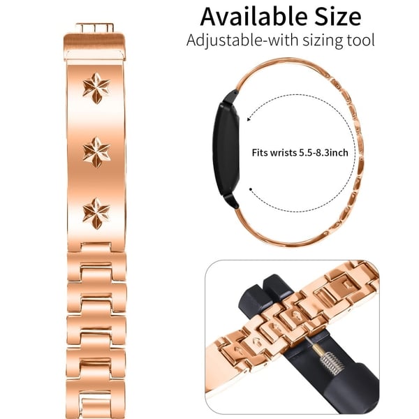 Fitbit Inspire / Inspire HR korvaava metallihihna rannekello Lumihiutale kuvio - Ruusukulta