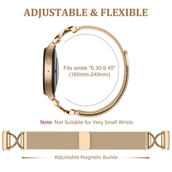 Huami Amazfit GTS 2 mini Milanese Band Galvanisert magnetisk klokkerem i rustfritt stål med X-formet kontakt - Rose Gull