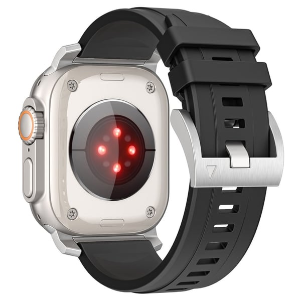 LEMONDA Armbånd Apple Watch Series 10 46 mm silikonarmbånd - Svart + Sølv Kontakt