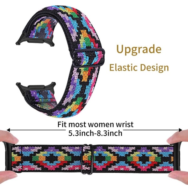 Samsung Galaxy Watch Ultra 47 mm klokkerem med svart kontakt Justerbar elastisk håndleddsrem - Stil 14