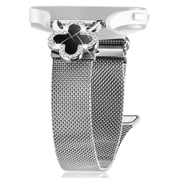 Samsung Galaxy Watch4 40mm / 44mm Milanese Band rustfritt stål magnetisk klokkerem med Clover Connector, str: S - Sølv / Svart