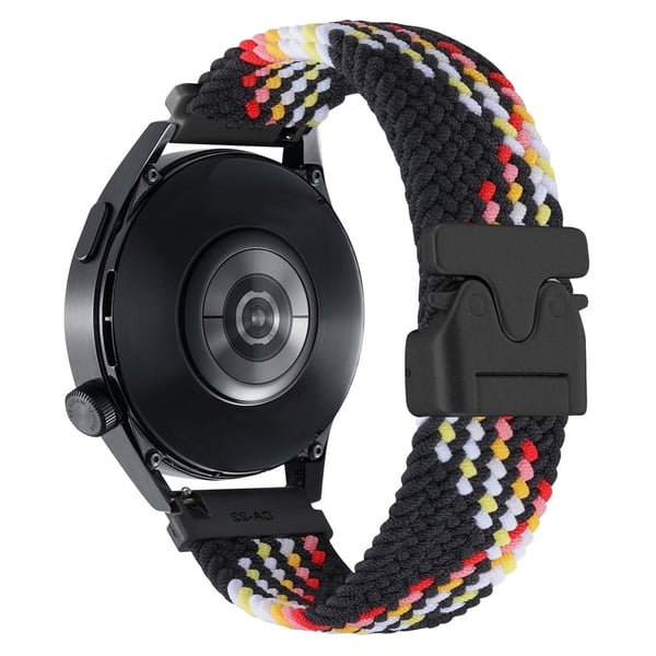 22 mm universal håndleddsrem med fallskjermspenne i nylonflettet smartklokkearmbånd - Svart Regnbue