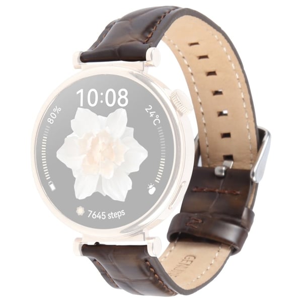 Garmin Lily 2 Active / Lily 2 Håndledsrem 14mm Top Layer Okseskind Leather Watch Band - Brunt Bambuskorn