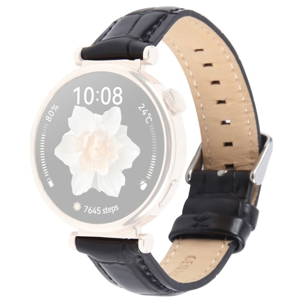 Garmin Lily 2 Active / Lily 2 Håndledsrem 14mm Top Layer Okseskind Leather Watch Band - Sort Bambuskorn