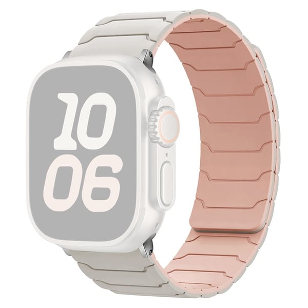 Silikonrem Apple Watch Series 10 42 mm magnetisk bånd - Stjernelys + Rosa