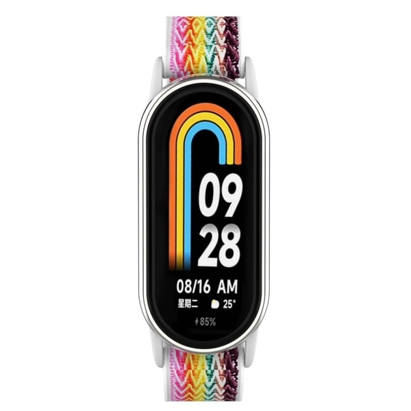 Xiaomi Smart Band 9 / 8 Nylon Wave Pattern Watch Strap Metal Clasp Justerbart armbånd - Regnbue