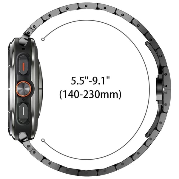 Samsung Galaxy Watch Ultra 47mm Butterfly Buckle Titanium Alloy Watch Band - Musta + Oranssi