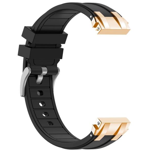 Samsung Galaxy Watch4 40mm / 44mm / Huawei Watch GT 3 Pro 43mm Urrem 20mm Royal Oak Style Silikone Rem Guld Metal Spænde - Sort