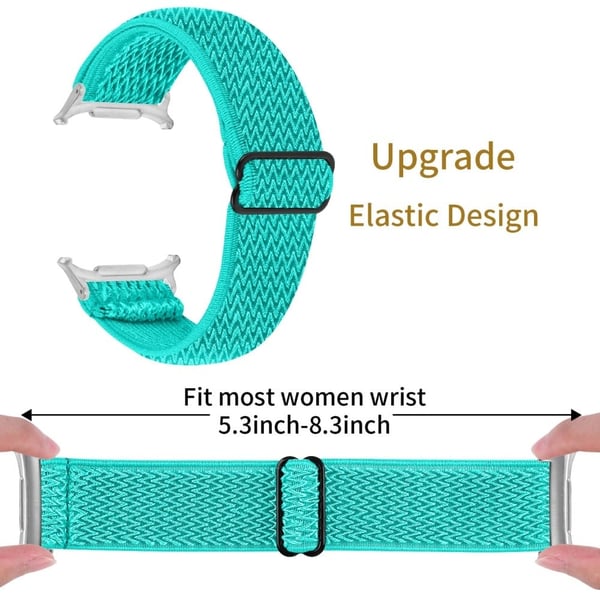Samsung Galaxy Watch Ultra 47 mm nylonklokkearmbånd Justerbar elastisk håndleddsrem med sølvkontakt - Mintgrønn