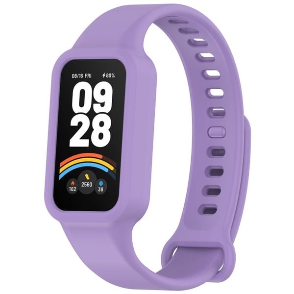 Xiaomi Smart Band 9 Active / Redmi Band 3 Watch Band Blød silikone rem med urkasse - Lilla