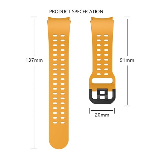 Samsung Galaxy Watch7 / Watch6 / Watch 5 44 mm 40 mm silikonklokkebånd med dobbel hullknapprem - Vinrød