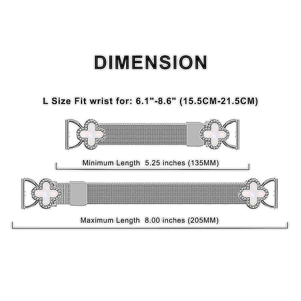 GarminMove Style / Vivomove Style Milanese Band Metal Magnetic Watch Strap Clover Decor, str: L - Sølv / Svart
