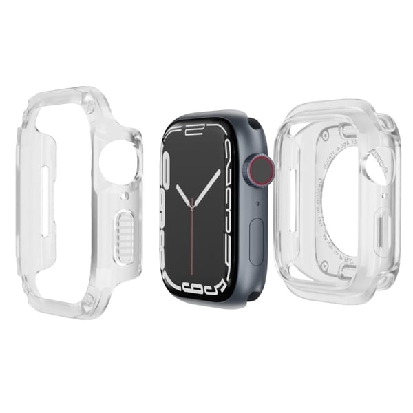 Apple Watch Series 9 8 7 SE 6 5 4 45mm 44mm Hardt støtsikkert og fleksibelt dekseletui med klokkeramme - Gjennomsiktig