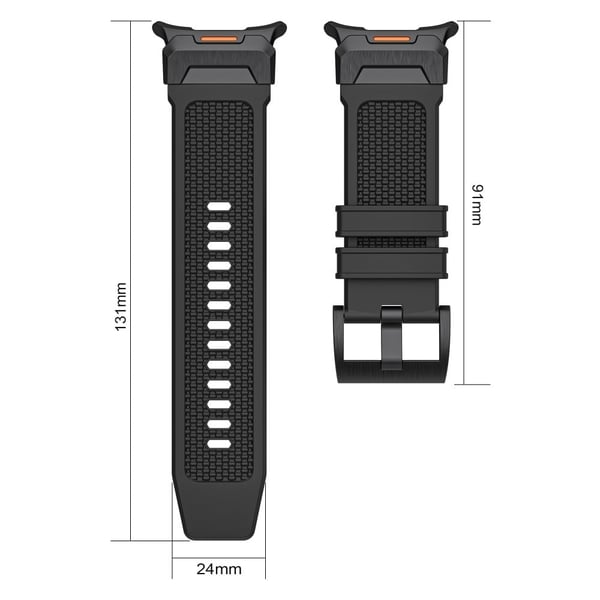 LEMONDA Samsung Galaxy Watch Ultra 47 mm gummireim med pustende gummireim - Militærgrønn / Svart Kontakt