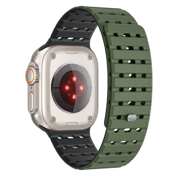 Silikonarmbånd Apple Watch Series 10 42 mm magnetisk armbånd - Militærgrønn + Svart