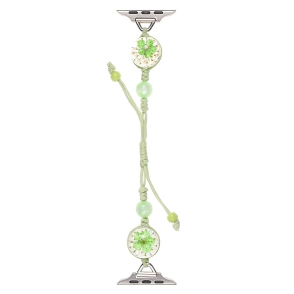 Klokkerem Apple Watch Series 10 46 mm krystallblomst glidende nylonarmbånd - Grønn