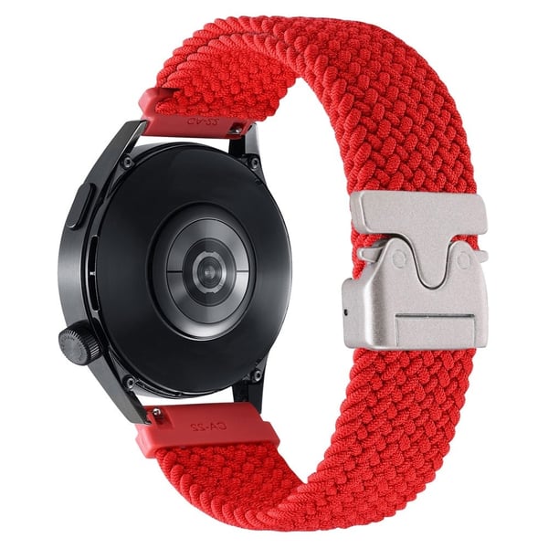 22 mm universellt handledsarmband med fallskärmsspänne och nylonflätat armband för smarta klockor - Röd