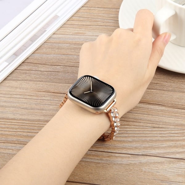 Armbånd Apple Watch Series 10 46 mm hurtigutløsende Leaf Diamond Alloy-armbånd - Rose Gull
