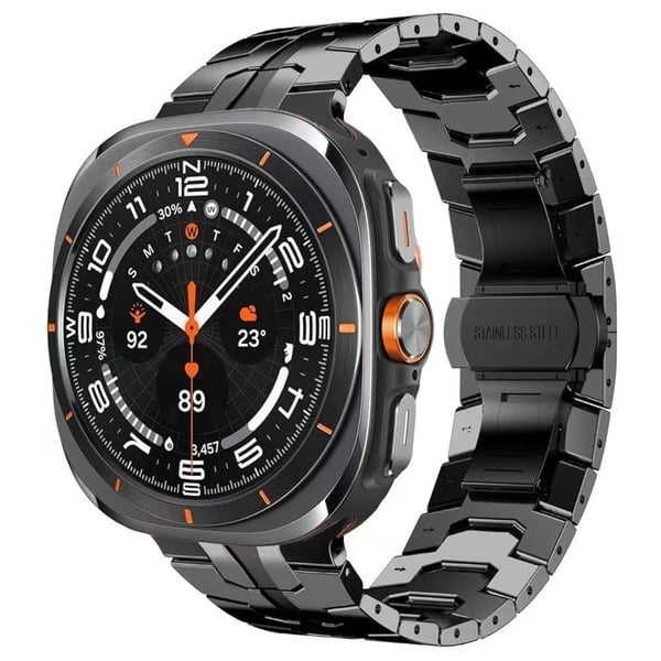 Samsung Galaxy Watch Ultra 47mm Butterfly Buckle Titanium Alloy Watch Band - Musta