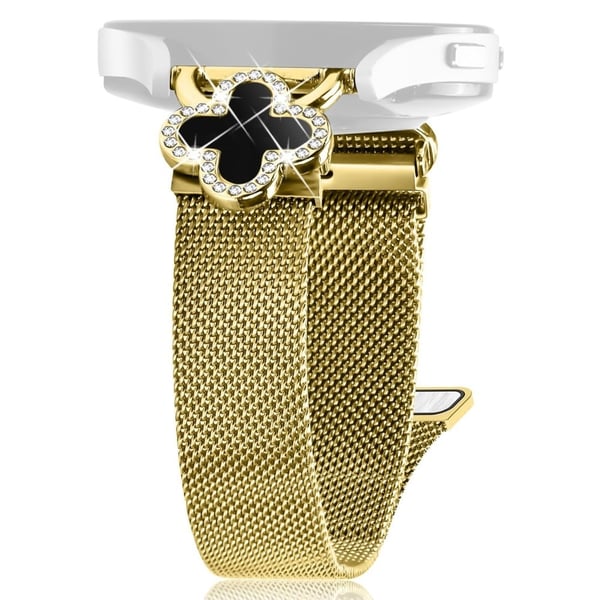 Verizon Gizmo Watch 3 Milanese Band Clover Decor Electroplated Stainless Steel Strap, str: L - Gull / Svart