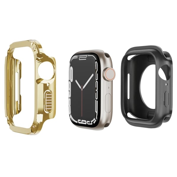 Urkassesæt Apple Watch Series 10 46mm Hårdt stødsikkert og fleksibelt urrammecover Combo - Guld