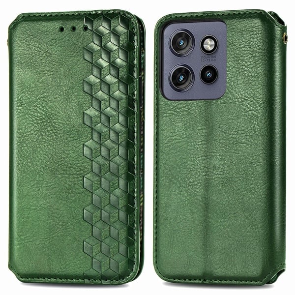 Skinn-etui med stilfult rombeavtrykk for Motorola ThinkPhone 25 / Motorola Moto S50 / Motorola Edge 50 Neo - Grønn