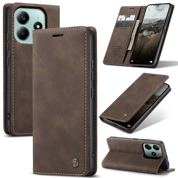 CaseMe Xiaomi Redmi Note 14 5G vintage etui - Kaffe CaseMe Xiaomi Redmi Note 14 5G vintage etui - Kaffe