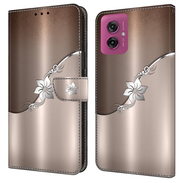 Wonderland Motorola Moto G55 flip-etui - Sølvblomst