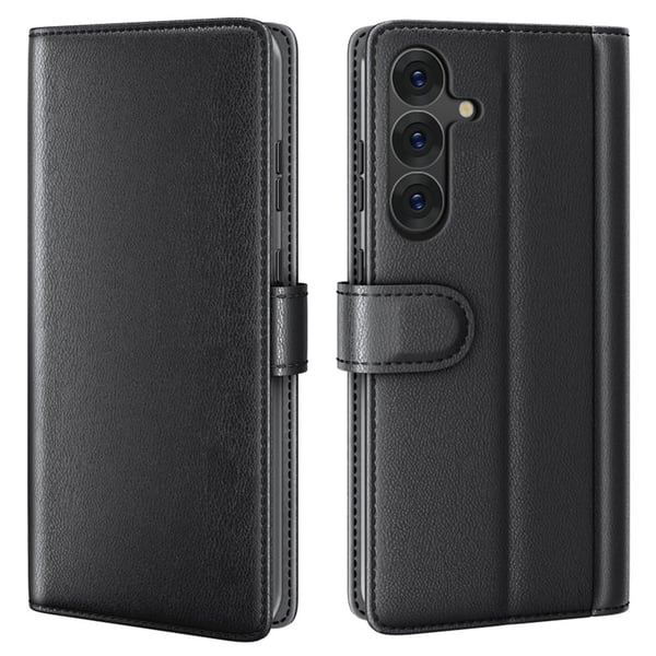 Aito nahkakotelo luottokorttipaikoilla Samsung Galaxy S25 Plus - Musta