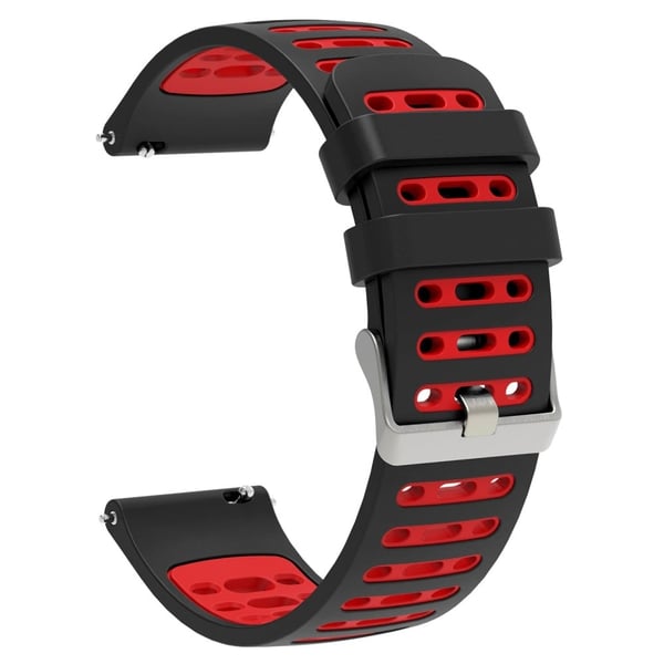 18 mm silikonarmbånd Huawei Watch GT 5 Pro 42 mm / GT 5 41 mm / Garmin Forerunner 265S Dual Color Watch Strap - Svart + Rød