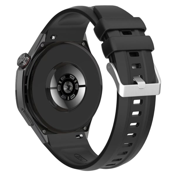 Huawei Watch GT 5 Pro 46mm silikoninen kellohihna säädettävä hihna hopeisella soljella - Musta