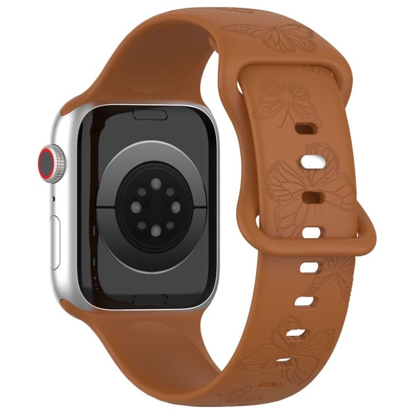 KALEBOL Butterfly Imprint Urrem Apple Watch Series 10 46mm Silikone Urrem - Kaffe