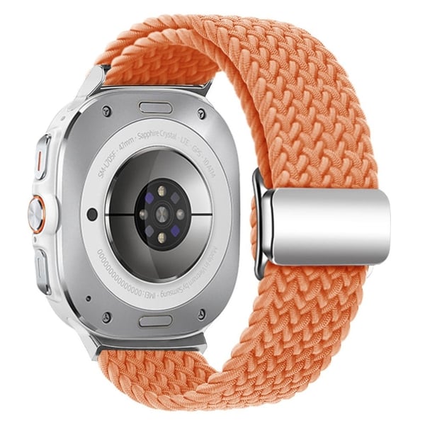 KALEBOL Samsung Galaxy Watch Ultra 47 mm klokkerem med magnetisk spenne, flettet armbånd - Oransje + Sølvspenne