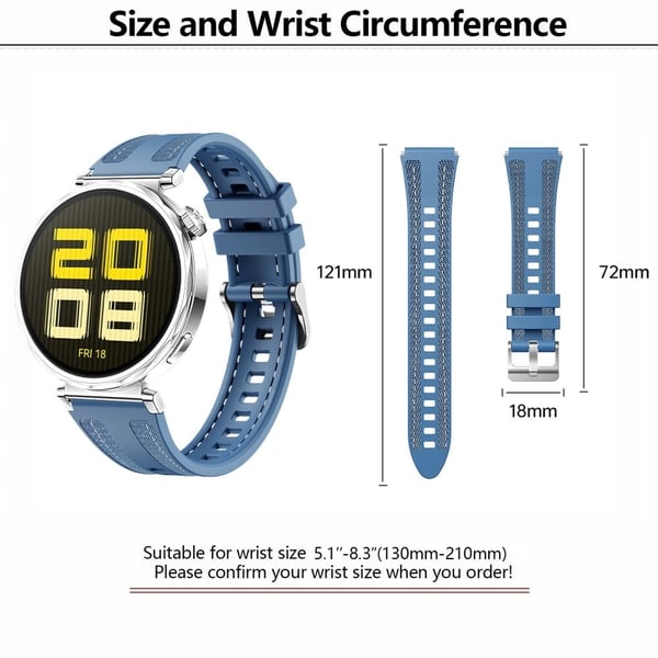 KALEBOL 18 mm silikonklokkerem Huawei Watch GT 5 41 mm / GT 4 41 mm / Garmin Venu 3S Armbånd - Svart