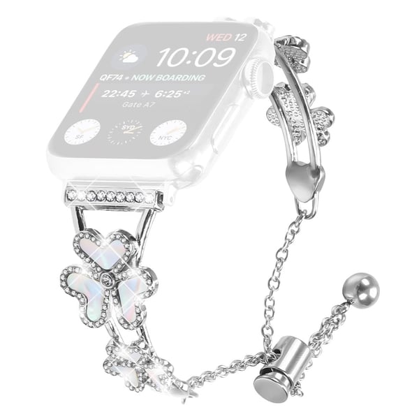 Metallarmbånd Apple Watch Series 10 46 mm med hjertekløverdekor - Sølv