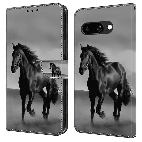 Wonderland Google Pixel 9a flip-etui - Svart Hest