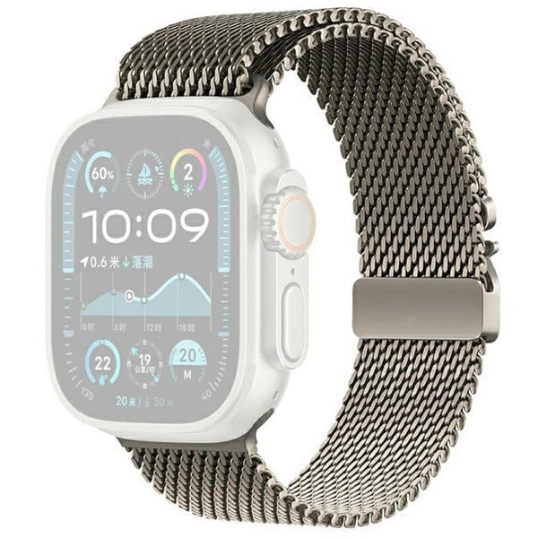 KALEBOL Klokkerem Apple Watch Series 10 Ultra 9 8 7 SE 6 5 4 3 2 1 46mm 49mm 45 Parachute Buckle Milanese rustfritt stålbånd - Titan