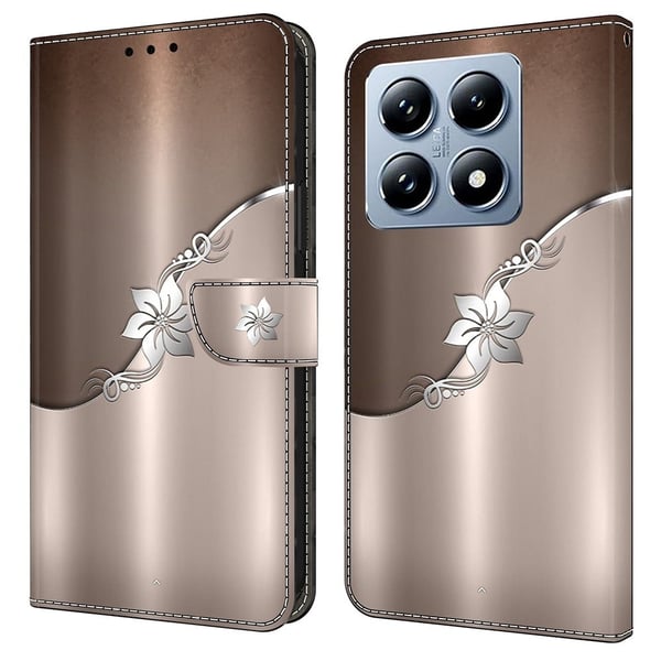 Wonderland Xiaomi 14T Pro flip-etui - Sølvblomst
