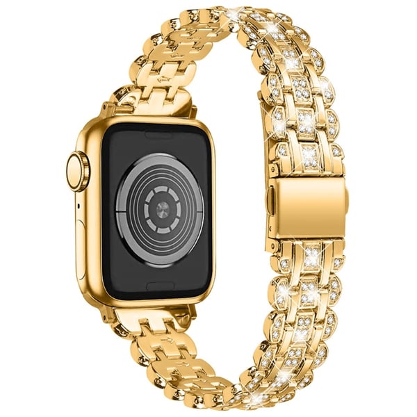 Apple Watch Series 8 (41 mm) klokkerem i rustfritt stål med rhinestone-dekor - Gull
