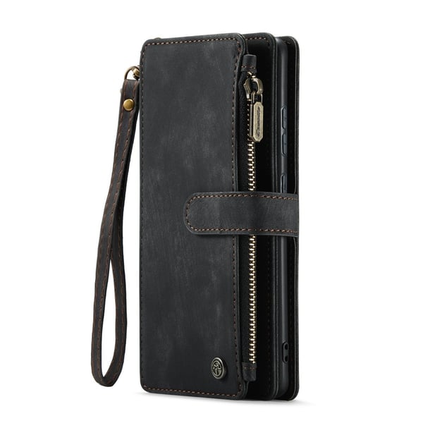 CaseMe Samsung Galaxy S25 etui med lynlås og pung - Sort