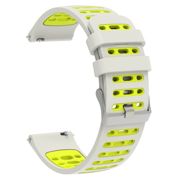 20mm silikone armbånd Samsung Galaxy Watch6 44mm / 40mm / Huawei Watch GT 2 42mm Dual Color Watch Strap - Sølv Hvid + Fluorescerende Grøn 20mm silikone armbånd Samsung Galaxy Watch6 44mm / 40mm / Huawei Watch GT 2 42mm Dual Color Watch Strap - Sølv Hvid + Fluorescerende Grøn