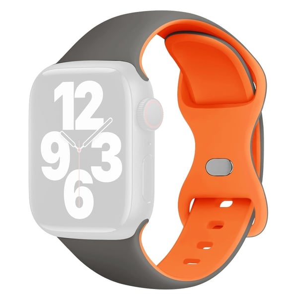 KALEBOL Silikonrem Apple Watch Series 10 46mm Butterfly Buckle Band - Grå + Oransje
